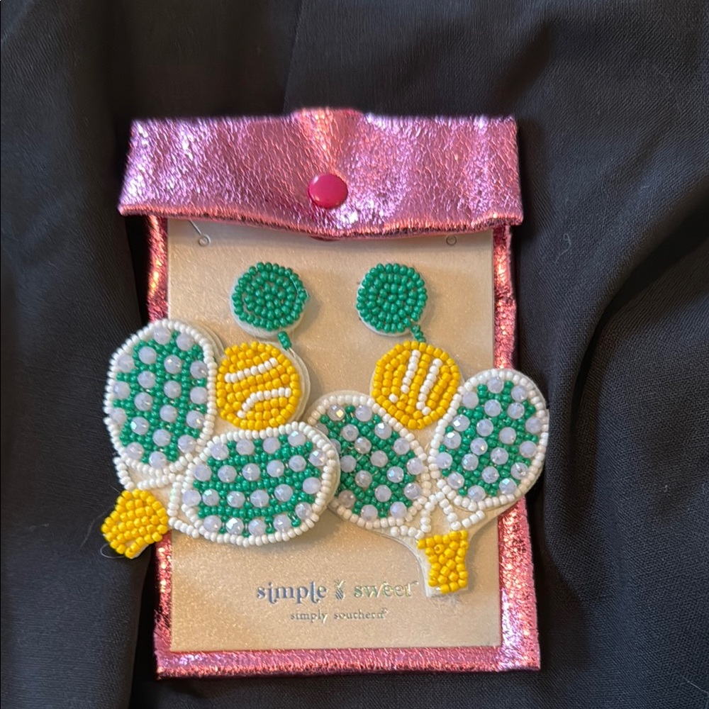 Simply Southern Pickkeball Earrings- NWT. Pink‎ gift bag attached